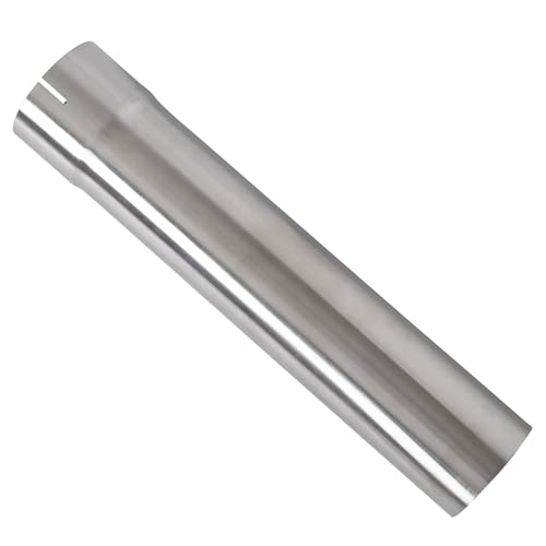 3.5 Inch Exhaust Pipe, T304 Stainless Steel (SS Tubo), Flared Slotted, Polished Finish, Tailpipe 17.3” L, 3 1/2” OD to ID Adapter, Straight Tubing - size: QK3.5"-17.3"