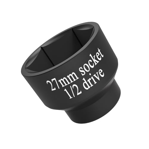 1/2" Drive 27mm oil filter socket wrench, 6-point, for Mercedes Ford f150 Renault Nissan Dodge Hyundai Kia Mini Fiat Bronco oil filter/fuel filter hosing cap Removal tool - color: Black, size: 27mm