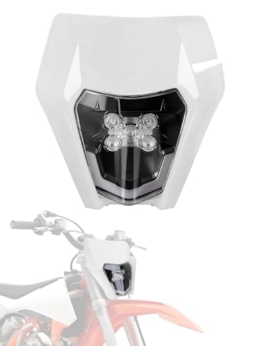 JFG RACING Dirt Bike Headlight,Universal LED Dirtbike Headlamp,Pit Bike Head Light Assembly Kit Head Lamp for Most Dirt Pit Bike Motorcycle Enduro Supermoto DRZ400 XC XCF CRF SSR YZF- White - color: white