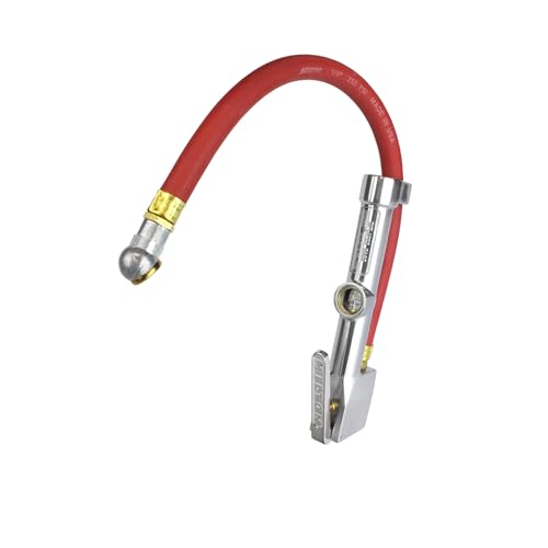 Milton S-505 Analog Tire Inflator with Pressure Gauge, 15" Hose Single Head Air Chuck, Made In USA 10-160 PSI