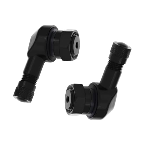 Yourkar 2 PCS Motorcycle Tire Valve Stems, 90 Degree Angle Aluminum Alloy Tire Tubeless Valve Stems with Rubber Ring, Black - color: Black