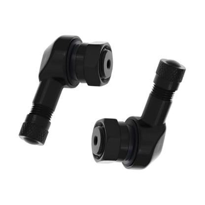 Yourkar 2 PCS Motorcycle Tire Valve Stems, 90 Degree Angle Aluminum Alloy Tire Tubeless Valve Stems with Rubber Ring, Black - color: Black