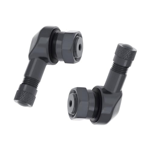 Yourkar 2 PCS Motorcycle Tire Valve Stems, 90 Degree Angle Aluminum Alloy, Black/Gray - color: Gray