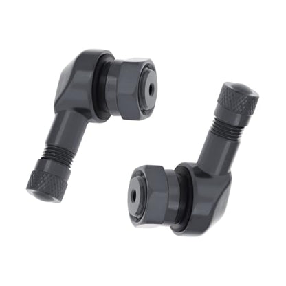 Yourkar 2 PCS Motorcycle Tire Valve Stems, 90 Degree Angle Aluminum Alloy, Black/Gray - color: Gray