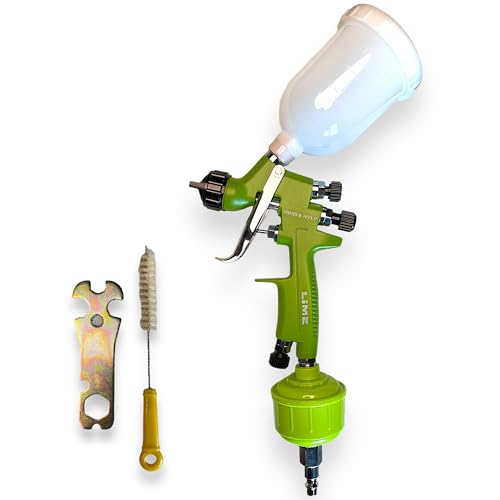 LiME LiNE .8mm Mini HVLP Automotive Spray Paint Gun for Basecoats and Clearcoat: Bonus Inline Filter Ball and Air Line Connector.