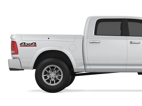 2 Pieces - Black & Red 4x4 Offroad Four Wheel Drive Sticker Decals, Replacement for Truck Bed, SUV, Off Road Vehicle, Weatherproof, Size 14 x 3 in. - color: Black & Red