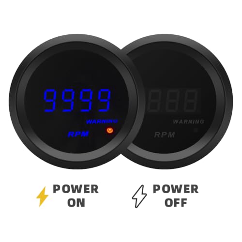 Car Digital Gauge 52mm Blue LED Automobile 0-9999RPM Tachometer for 1-8 Cylinders… (RPM Gauge) - style: RPM Gauge