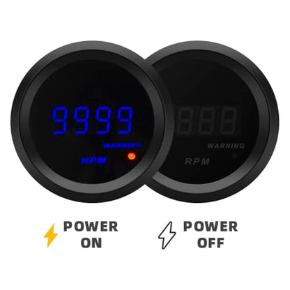 Car Digital Gauge 52mm Blue LED Automobile 0-9999RPM Tachometer for 1-8 Cylinders… (RPM Gauge) - style: RPM Gauge