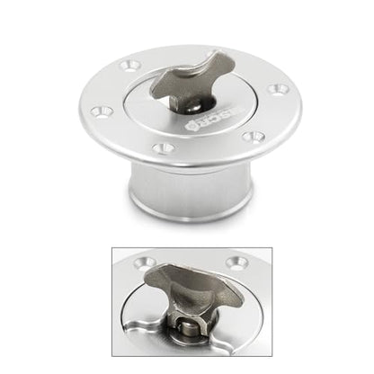 Billet Aluminum 35.5mm Fuel Cell Gas Cap Fuel Surge Tank Cap with 6 Hole Non-vented (Silver) - color: Silver