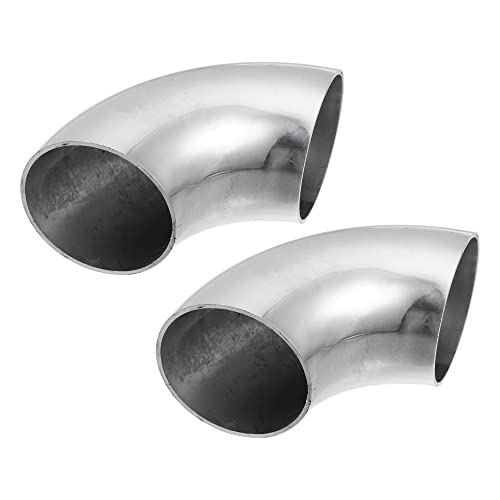 X AUTOHAUX 2pcs OD 2 Inch 90 Degree Mandrel Bend Elbow SS304 Stainless Steel Bend Tube Exhaust Elbow Pipe for Car Modified Exhaust System 2" Piping Silver Tone - size: 2"