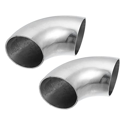 X AUTOHAUX 2pcs OD 2 Inch 90 Degree Mandrel Bend Elbow SS304 Stainless Steel Bend Tube Exhaust Elbow Pipe for Car Modified Exhaust System 2" Piping Silver Tone - size: 2"