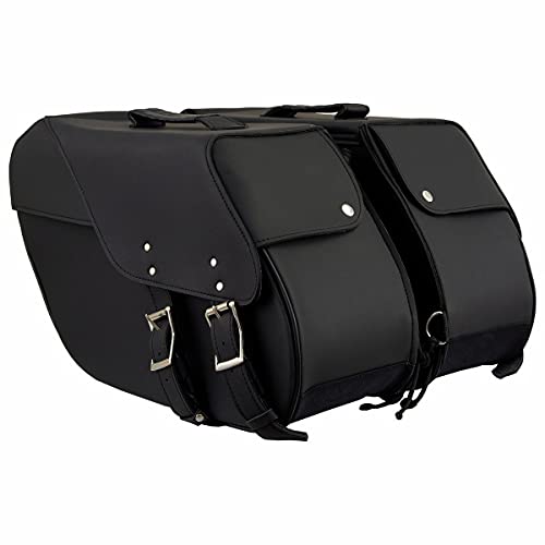 Milwaukee Leather PVC 2-Strap Throw-Over Easy Zip off and off Motorcycle Saddlebags - LG - color: SH669ZB-BLACK, size: Large