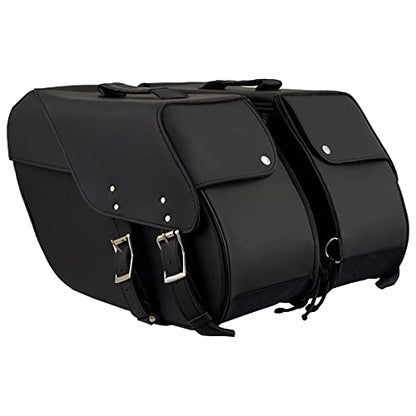 Milwaukee Leather PVC 2-Strap Throw-Over Easy Zip off and off Motorcycle Saddlebags - LG - color: SH669ZB-BLACK, size: Large