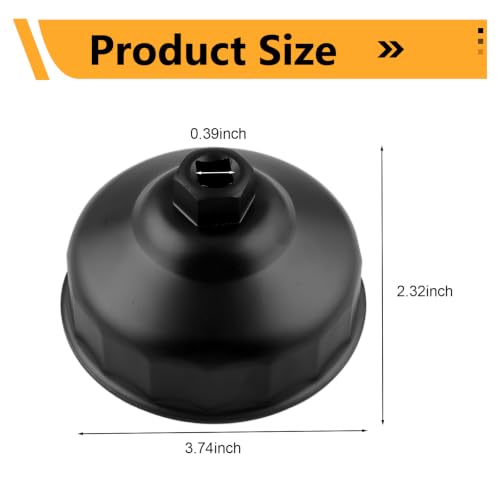 86mm 16 Flutes Oil Filter Wrench, Car Oil Filter Removal Tool to Change Oil, Aluminum Alloy Oil Filter Socket Wrench Tools, Compatible with BMW Volvo