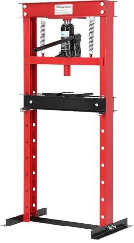 12 Ton Hydraulic Shop Press, Heavy-Duty H-Frame Garage Floor Press with Stamping Plates, Adjustable Height Bearing Press for Metal Straightening, Bending, Parts Pressing & Automotive Repair