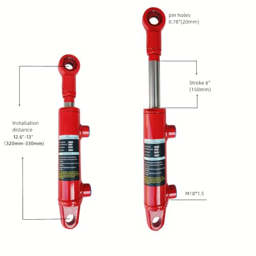 1.5" Bore Double Acting Hydraulic Cylinder, 4" Stroke Options, Welded Hydraulic Ram, 3000 PSI for Farm Equipment, Trailers, Machinery & DIY Projects(1.5 * 4) - size: 1.5*4