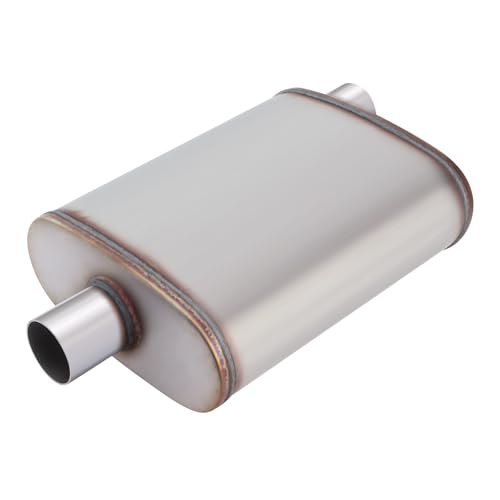 LCGP 2 in Universal Muffler, Performance Chamber Exhaust Muffler, 2" Center In/Offset Out, 20" Overall Length Straight-Through Performance with Stainless Steel Muffler for Truck, Cars(2''Inlet/Outlet) - color: Center In / Offset Out, size: 2 Inch