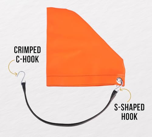 (2 Pack) Orange 12" Turbo Saver Exhaust Cover & 21" Rubber Snap Tie w/Hook - Weather Resistant PVC Turbo Cover to Protect Equipment at High Speeds & Excessive Airflow During Transport - size: 12 Inch, style: 2 - Pack