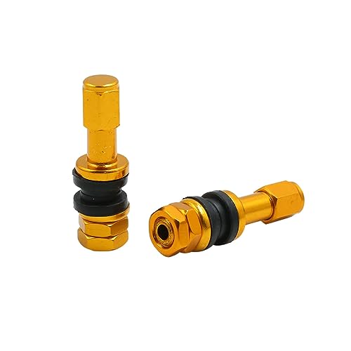 uxcell 4pcs Gold Tone Bolt in Tubeless Wheel Tire Valve Stem w Dust Cap
