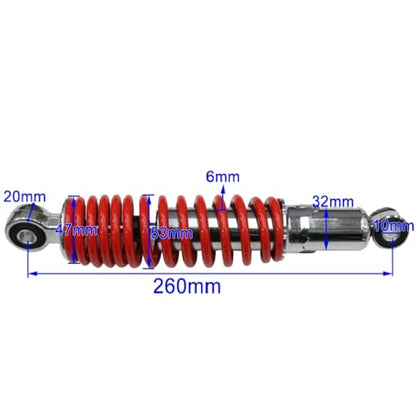 10" 260mm Front Shock Absorbers 400lbs Load for Go Kart, ATV, UTV, Drift Trike, Golf Cart, Quad, Buggy, Pit Bike, Lawn Mower – Heavy-Duty Red Suspension Set (w/Mounting Bracket) - color: w/ Mounting Bracket