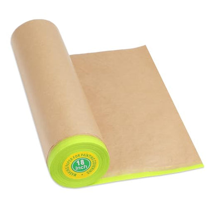 MyLifeUNIT Masking Paper, Automotive Paint Paper Roll with Tape, Tape and Drape Waterproof for Painting Protection Covering (1 Rolls, 18 inch x 50 feet) - size: 18 inch x 50 feet