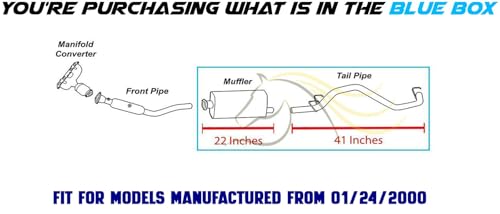 Exhaust Muffler Tail Pipe Compatible with Jeep Wrangler 2000-2002 2.5L | Stainless Steel | Northeastern Exhaust | Includes Clamp, Hangers and Bolt Kit | Direct-Fit Replacement