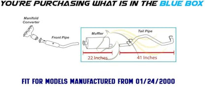 Exhaust Muffler Tail Pipe Compatible with Jeep Wrangler 2000-2002 2.5L | Stainless Steel | Northeastern Exhaust | Includes Clamp, Hangers and Bolt Kit | Direct-Fit Replacement