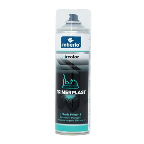 Roberlo AIRCOLOR PRIMERPLAST Adhesion Promoter - Clear Automotive Plastic Primer Spray, Fast-Drying Plastic Adhesion Primer for Bumpers, Trim & Automotive Plastic Parts - 500ml Aerosol
