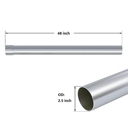 A-KARCK Straight Exhaust Pipe 2.5" OD, 304 Stainless Steel 48" Long Mandrel Exhaust Tube, Custom Your Own Exhaust System - size: 2.5", style: 48 INCH