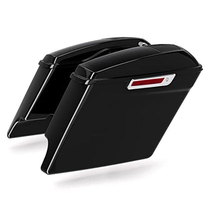 TCMT 5" Extended Stretched Saddlebags 6x9" Speaker Cutout Lids Fit For Harley 2014-2024 Touring Road King Road Glide Street Glide Electra Glide - color: Chrome Latches, size: 5" Stretched(6x9 Spealer Lids)
