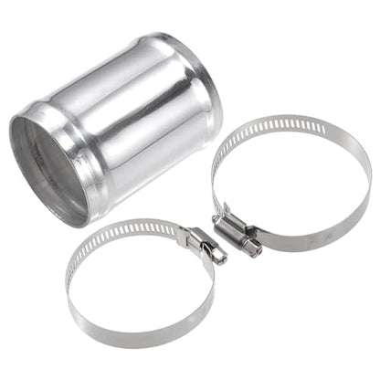 X AUTOHAUX OD 2.25" 57mm Length 3" 76mm Aluminum Alloy Tube Intercooler Pipe Straight Air Intake Tube with 2 Clamps Silver Tone for Car - size: OD 2.25"(57mm)
