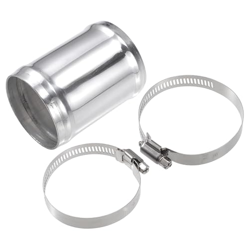 X AUTOHAUX OD 2.25" 57mm Length 3" 76mm Aluminum Alloy Tube Intercooler Pipe Straight Air Intake Tube with 2 Clamps Silver Tone for Car - size: OD 2.25"(57mm)