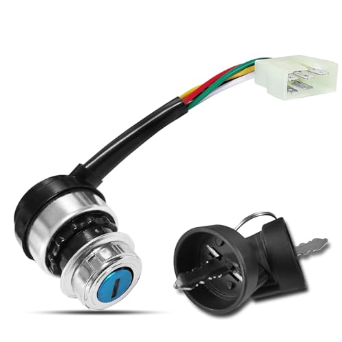 5 Wire 5 Pin Ignition Key Switch, Compatible with 50cc 70cc 90cc 110cc 125cc 150cc 200cc 250cc Go Kart Dune Buggy ATV 4 Wheeler Quad, Equipped with Dust-Proof/Waterproof Cover