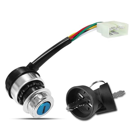 5 Wire 5 Pin Ignition Key Switch, Compatible with 50cc 70cc 90cc 110cc 125cc 150cc 200cc 250cc Go Kart Dune Buggy ATV 4 Wheeler Quad, Equipped with Dust-Proof/Waterproof Cover