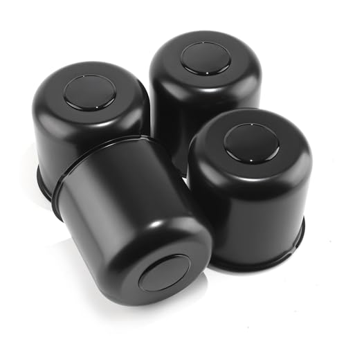 4Pcs 5.15" Stainless Trailer Wheel Center Caps, 4.95" H Matte Black - color: Matte Black, size: 5.15" Hub 4.95"H