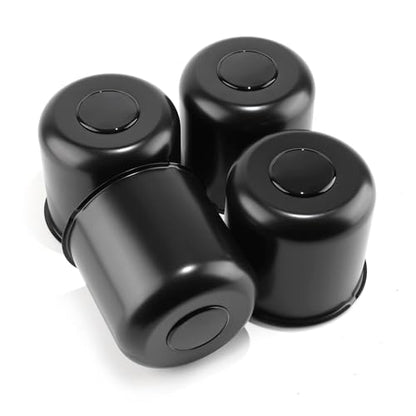4Pcs 5.15" Stainless Trailer Wheel Center Caps, 4.95" H Matte Black - color: Matte Black, size: 5.15" Hub 4.95"H