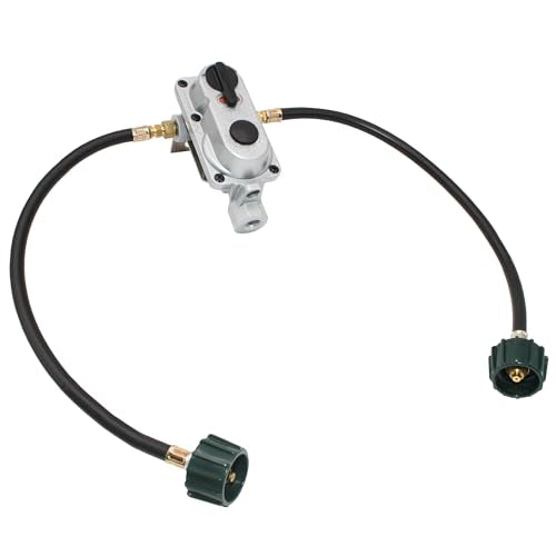 Flame King KT18ACR-2 2-Stage Auto Changeover LP Propane Gas Regulator with Two 18-inch Pigtails for RVs, Vans, Trailers - size: 18-inch Pigtails