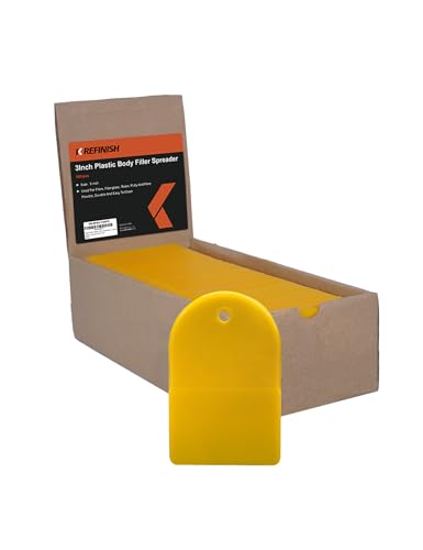 KREFINISH Body Filler Spreaders (Pack of 100) - 3" Yellow Reusable Plastic Spreader for Automotive Fillers, Putties, Glazes, Caulks and Paint - size: 3inch