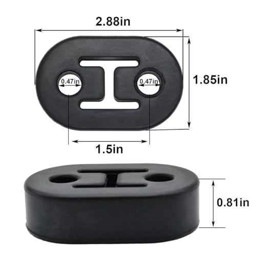 8 Pieces Rubber Exhaust Hanger, 4 Holes Adjustable Muffler Hanger, Heavy Insulator Support Bushing Installation, 2-Hole Exhaust Hanger 0.47 Inch, Weather-Resistant High-Density Tailpipe Hanger