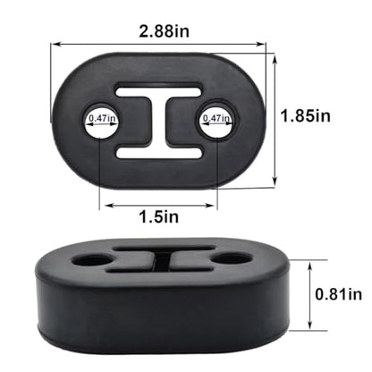 8 Pieces Rubber Exhaust Hanger, 4 Holes Adjustable Muffler Hanger, Heavy Insulator Support Bushing Installation, 2-Hole Exhaust Hanger 0.47 Inch, Weather-Resistant High-Density Tailpipe Hanger
