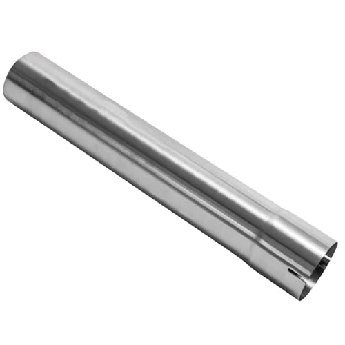 3 Inch Exhaust Pipe, T304 Stainless Steel (SS Tubo), Flared & Slotted End, Polished Finish, 17.3” Length, 3” OD-to-ID Adapter, Thickened Wall Straight Tubing for Car Truck Exhaust System - size: 3"-17.3"