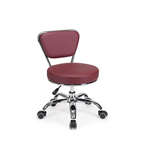 MAYAKOBA Dayton Rolling Stool with Backrest – Red Pneumatic Seat, Adjustable Height 13"-15", Ergonomic Design for Home Office, Garage, Gardening, Lab, School, Mechanic Tasks - color: Red