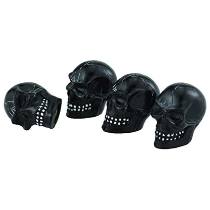 Skull Car Tire Rim Caps Skeleton Bike Wheel Air Valve Stem Covers for Most Vehicles Bicycles Motorcycles, Black - color: Black