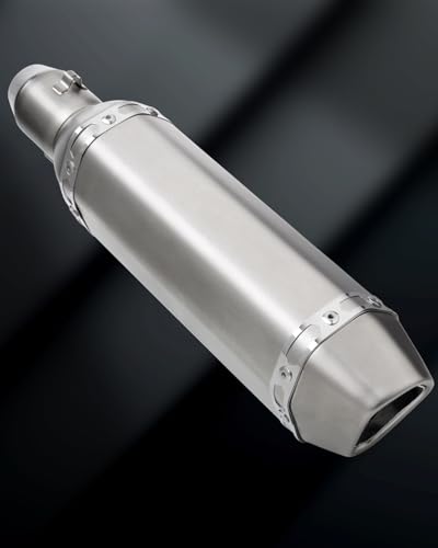 Exhaust Muffler Carbon Fiber 1.5-2"Inlet with Removable DB Killer for Street/Sport Motorcycles and Scooters with 38-51mm Diameter Exhaust Pipes (Sliver) - color: Sliver