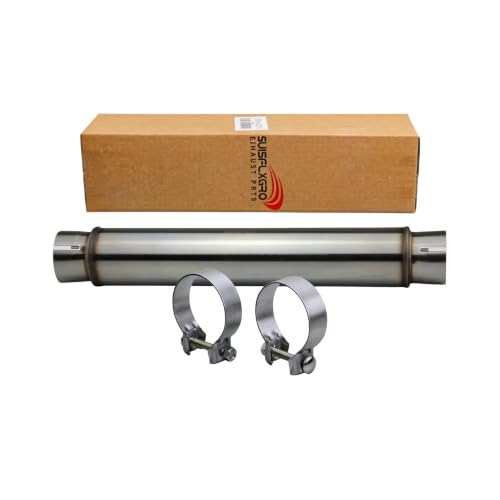Exhaust Resonator, Straight Gasflow Design, Quiet and Deep Sound Muffler, Made of 100% Stainless (2.25X18/22 With Clamps) - size: 2.25X18/22-Clamps