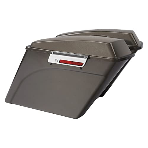 TCMT 5" Stretched Extended Saddlebags Fit For Harley Touring Road Glide Road King Electra Glide Ultra Classic 93-13 Street Glide FLHX 2008-2010 Painted ABS - color: Pewter Pearl Chrome Latches