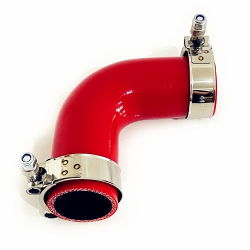 2” ID 90 Degree Elbow Silicone Coupler Hose with Clamps Red - color: Red, size: 2" (51mm)