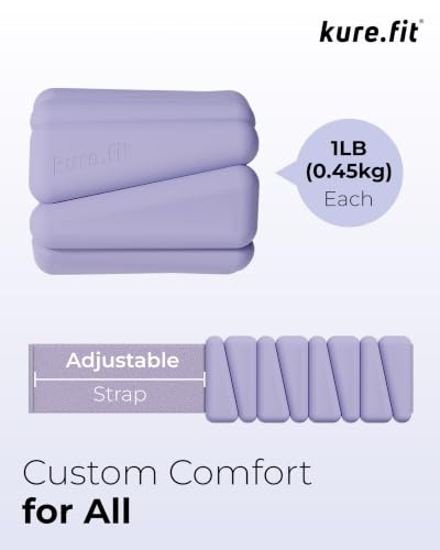 Pilates Wrist & Ankle Weights | Adjustable Weighted Bangles | 1/2/3LB Each - color: Lilac, size: 1 LB