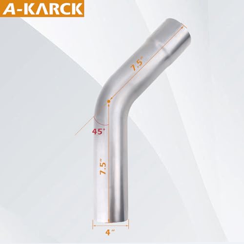 A-KARCK Exhaust 45 Degree Tube 4" OD, Mild Steel Exhaust Pipe Mandrel Bend, Custom Your Own Exhaust System - size: 4 inch 45 Degree