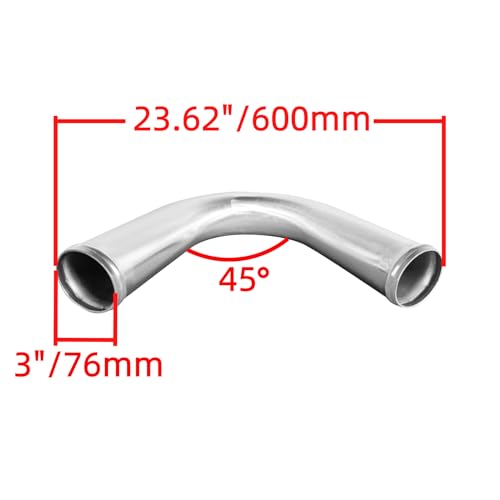 3" (76mm) OD 135 Degree Aluminum Alloy Tube Intercooler Pipe 23.5in (600mm) Length Air Intake Tube Aluminum Intercooler Pipe Aluminum Pipe Tube Brushed Finish Silver - size: L: 23.5"(600mm) 135 degree